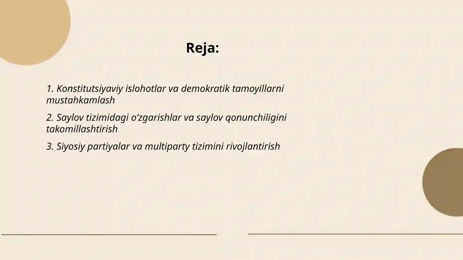 Ozbekiston Demokratik fuqarolik jamiyati asoslarining shakillanishi amalga oshirilgan siyosiy islohotlar 2