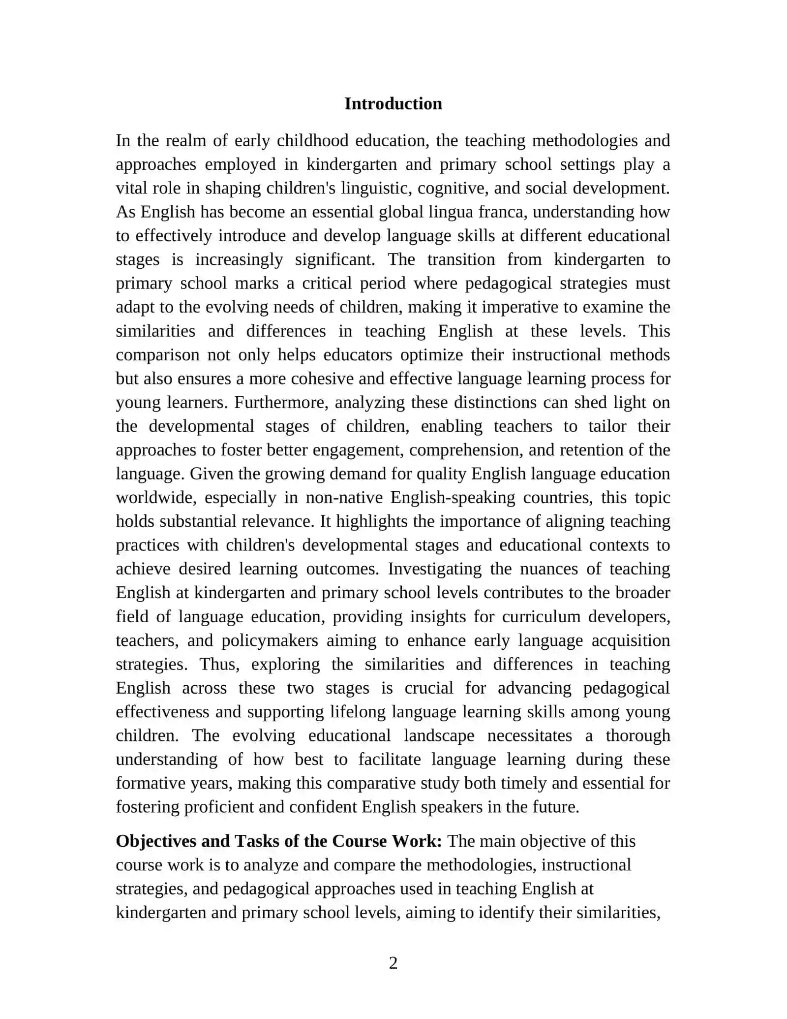 SIMILARITIES AND DIFFERENCES IN TEACHING ENGLISH AT KINDERGARTEN AND PRIMARY SCHOOL 2