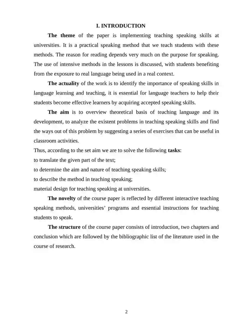Course Paper on Teaching Speaking Skills 2