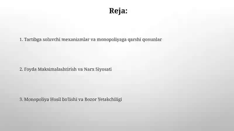 Monopoliyalar, ularning amal qilish va tartibga solish xususiyatlari 2