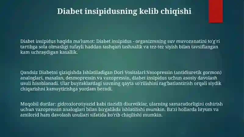 Qandsiz Diabetni Davolashda Ishlatiladigan Dori Vositalari 2