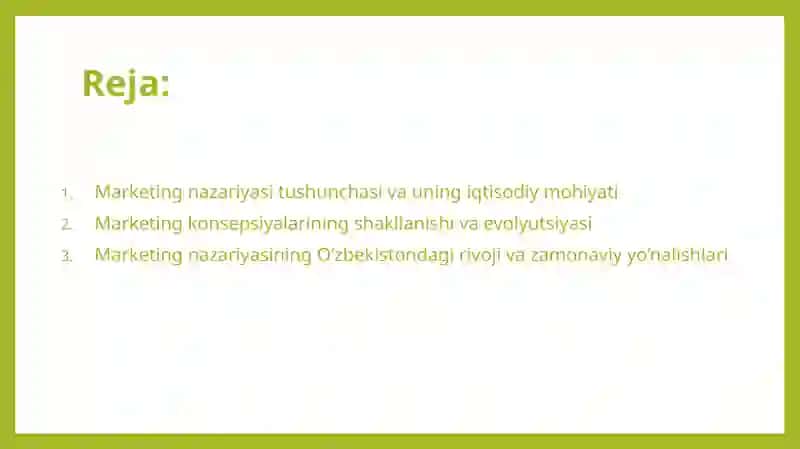 Marketing nazariyasi tushunchasi va uning evolutsiyasi 2