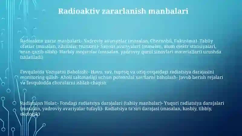 Radioaktiv zarar manbalari 2