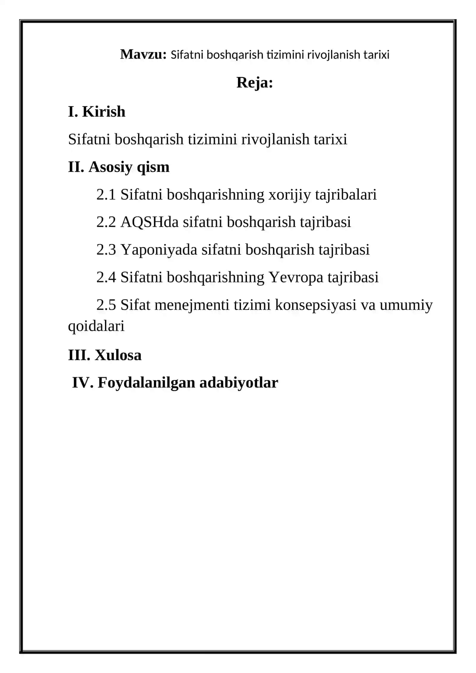 Sifatni boshqarish tizimini rivojlanish tarixi 2