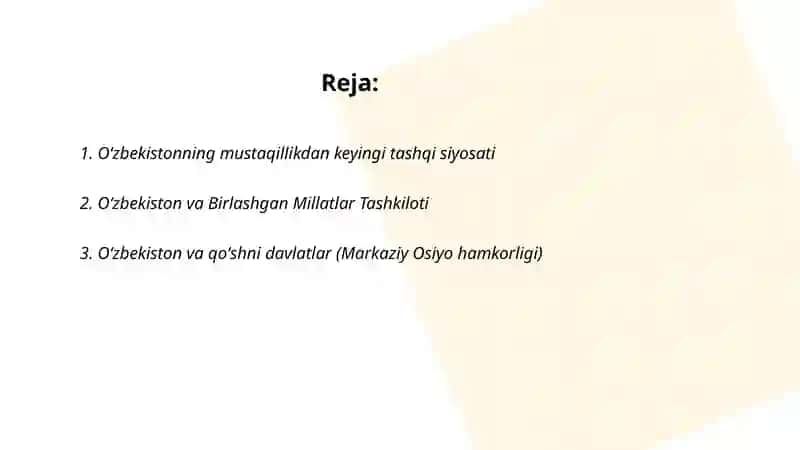 O‘zbekistonning mustaqillikdan keyingi tashqi siyosati 2
