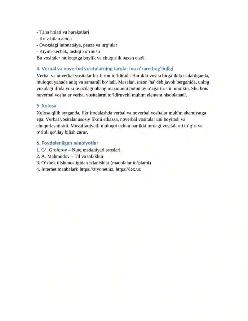 Fikr ifodalashning verbal va noverbal vositalari 2