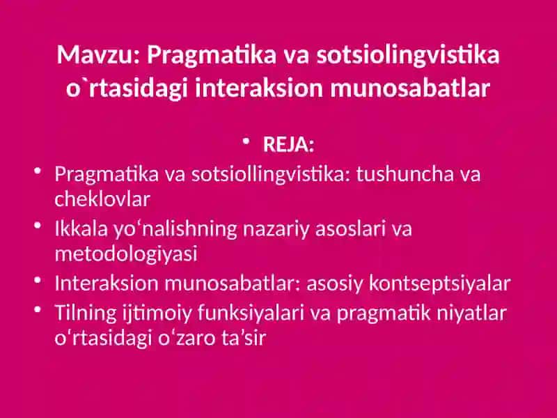 Pragmatika va Sotsiolingvistika 2