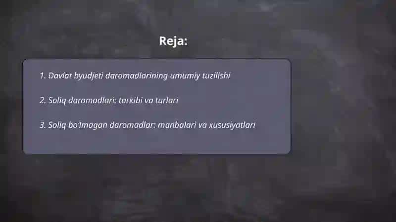 Davlat byudjeti daromadlari tarkibi 2