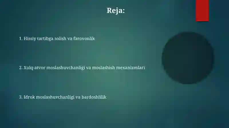Psixologik moslashuvchanlik va muvozanatni baholash mezonlari 2