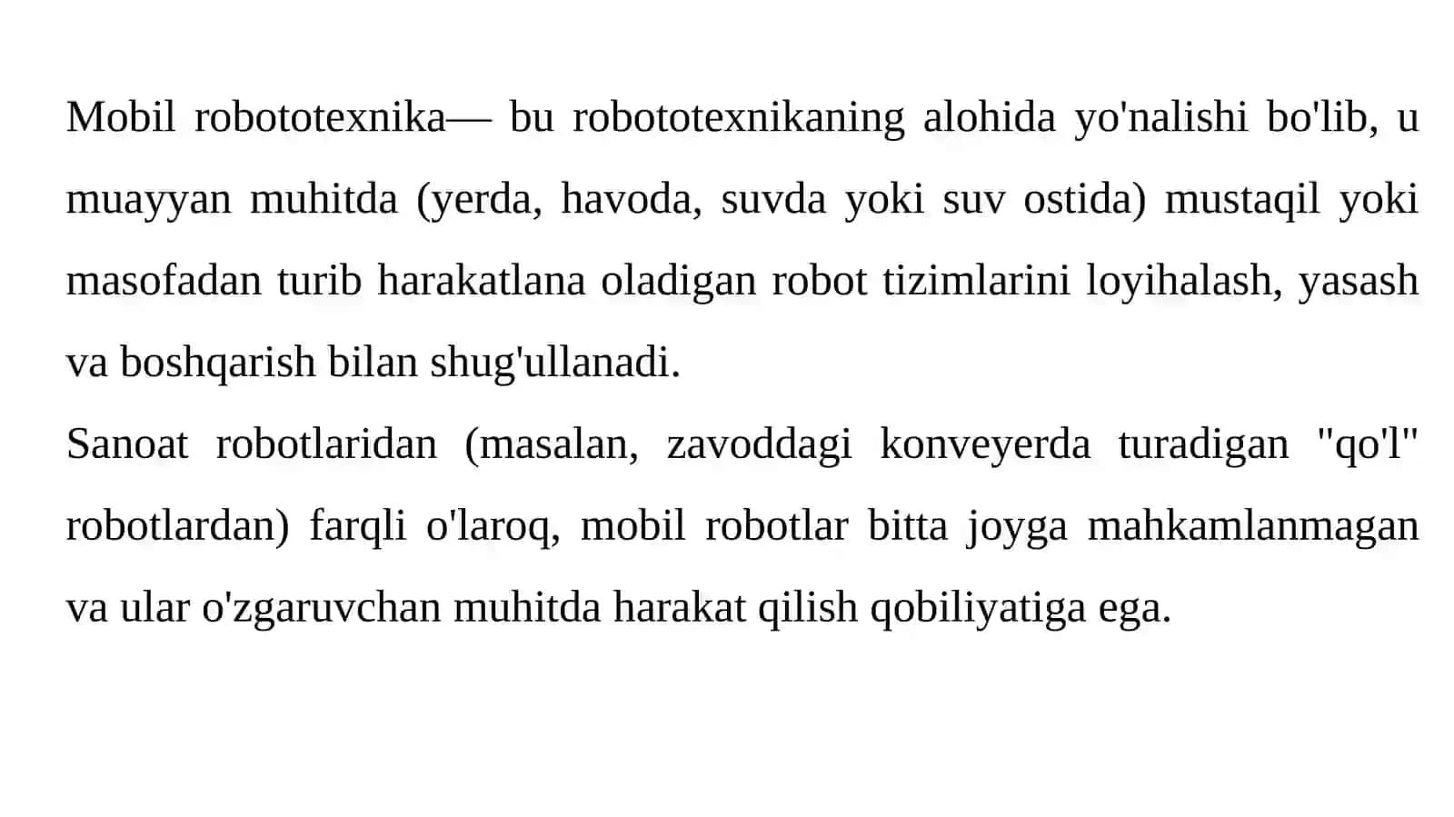 MOBIL ROBOTOTEXNIKAGA KIRISH VA TRAEKTORIYANI BAHOLASH 2