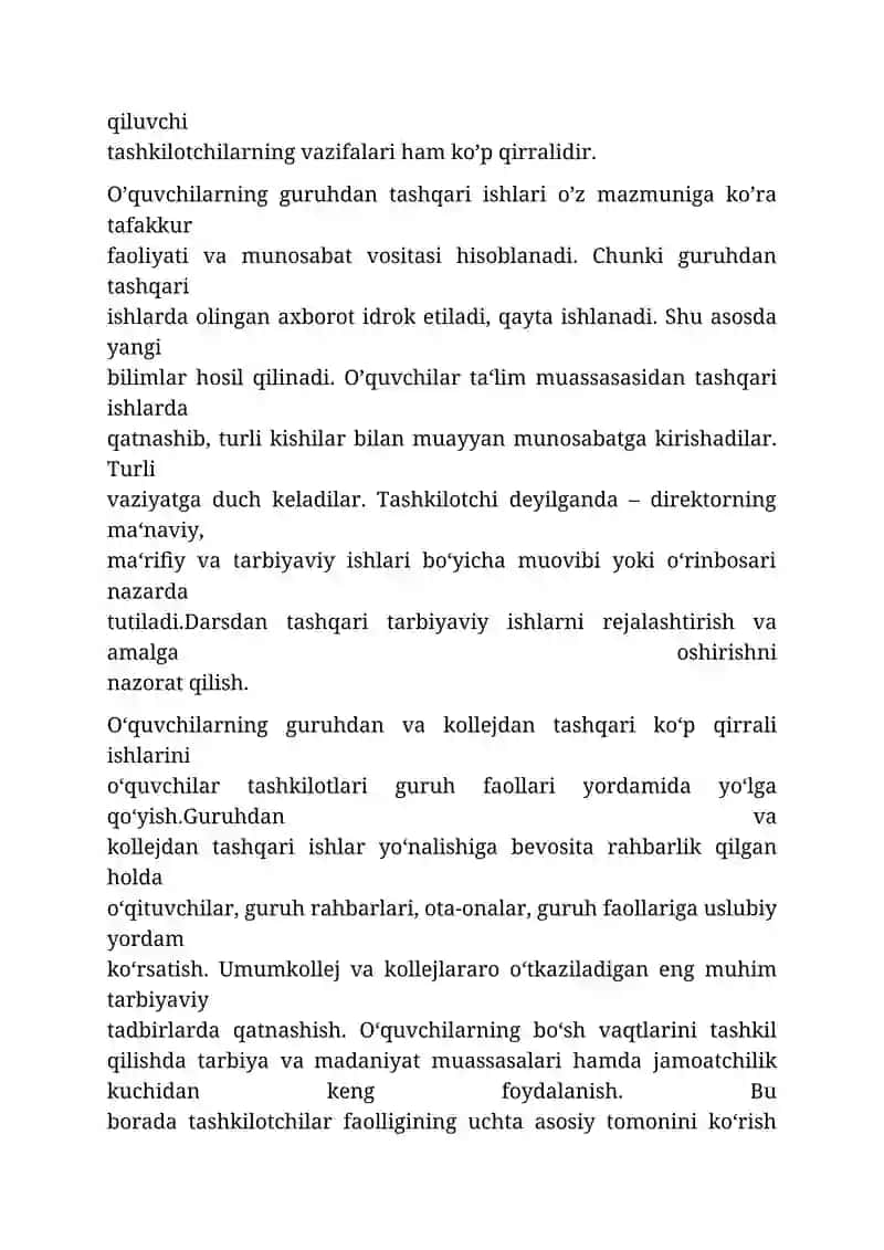 Sinfdan va maktabdan tashqari tarbiyaviy ishlarning maqsadi va vazifalari 2
