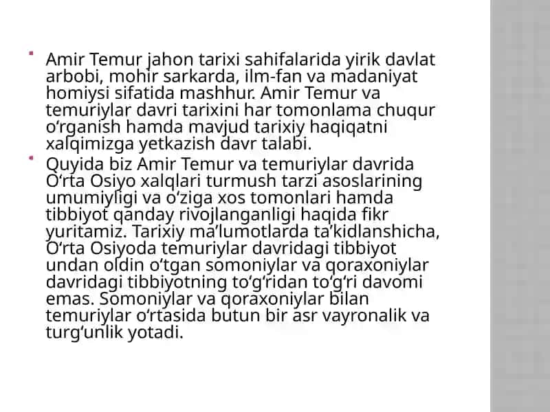Amir Temur va Temuriylar davri tibbiyoti 2