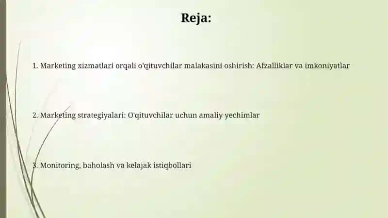 Marketing xizmatlari orqali o'qituvchilar malakasini oshirish 2