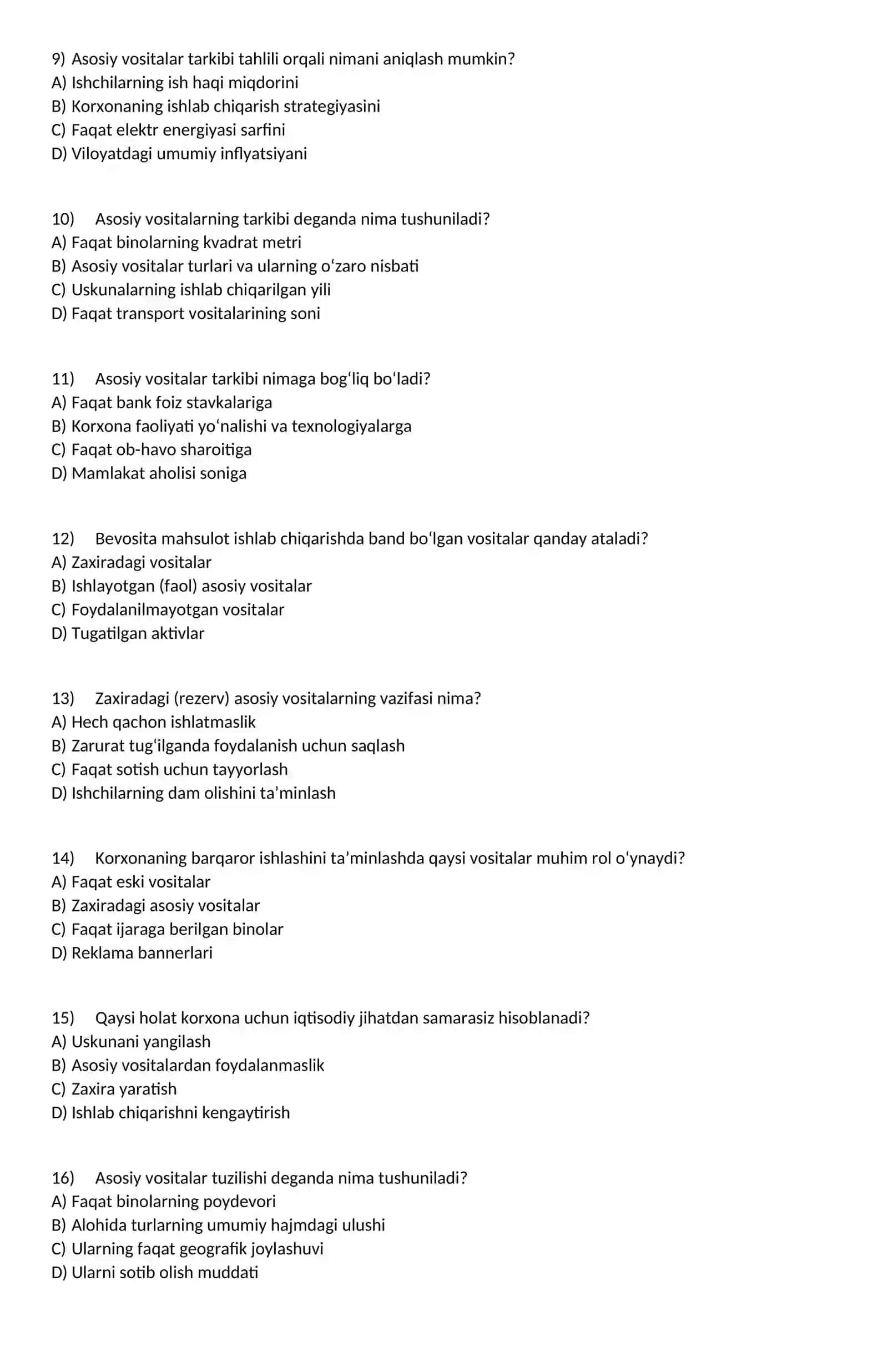 Asosiy vositalar tarkibi tuzilishi va dinamikasi tahlili 2