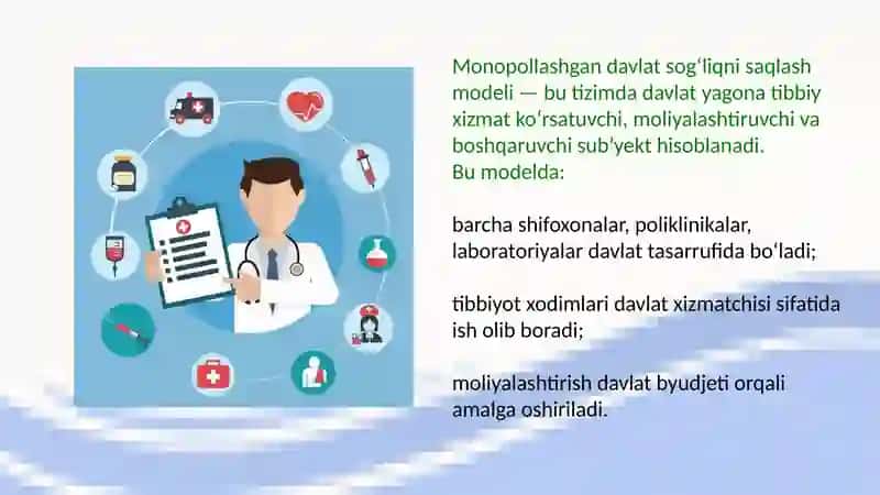 Sogʻliqni saqlashning monopollashgan davlat modeli 2