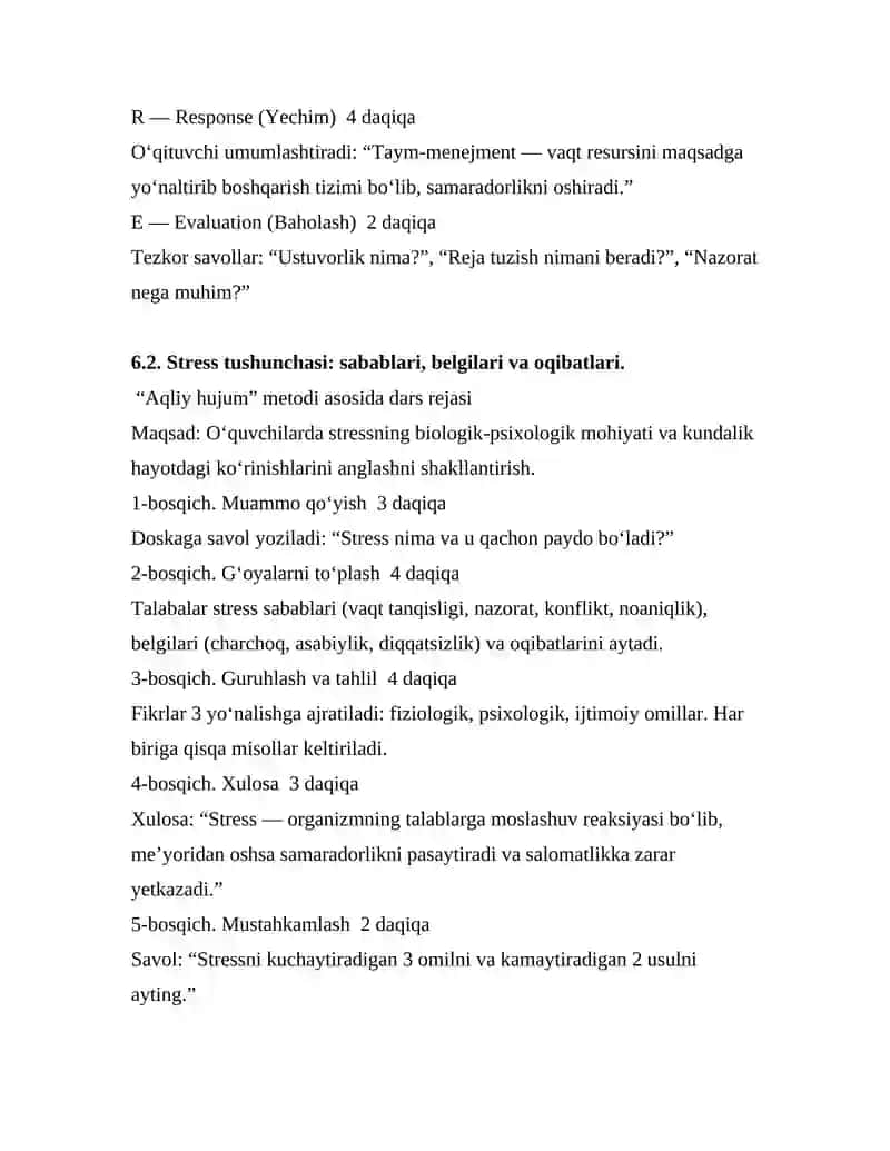 Taym-menejment va stressni boshqarish 2