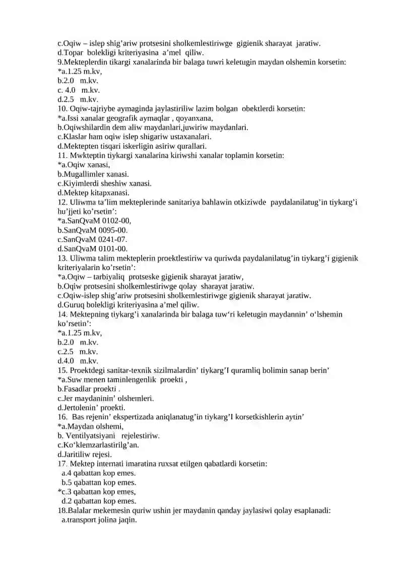 Mektep, mektep internatlarda kontrol sanitar gigiyenik tekseriw 2