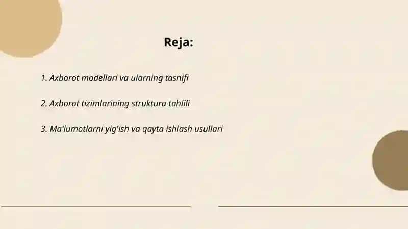 Predmet soha axborotini modellashtirish asoslari 2