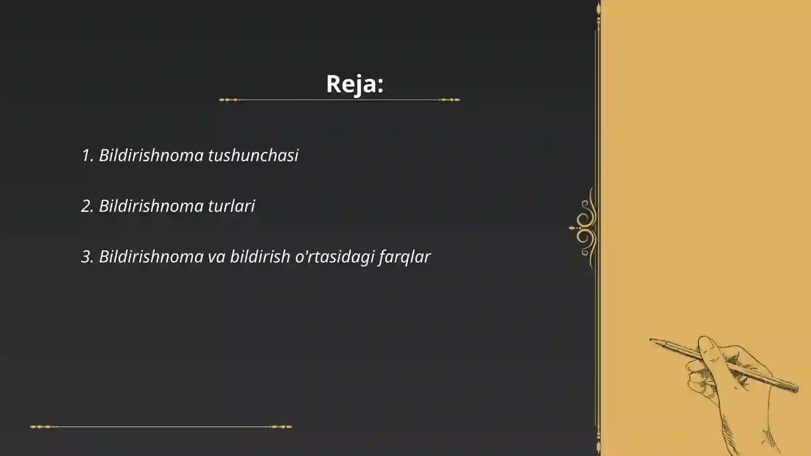 Bildirishnoma yozishni o'rganish 2
