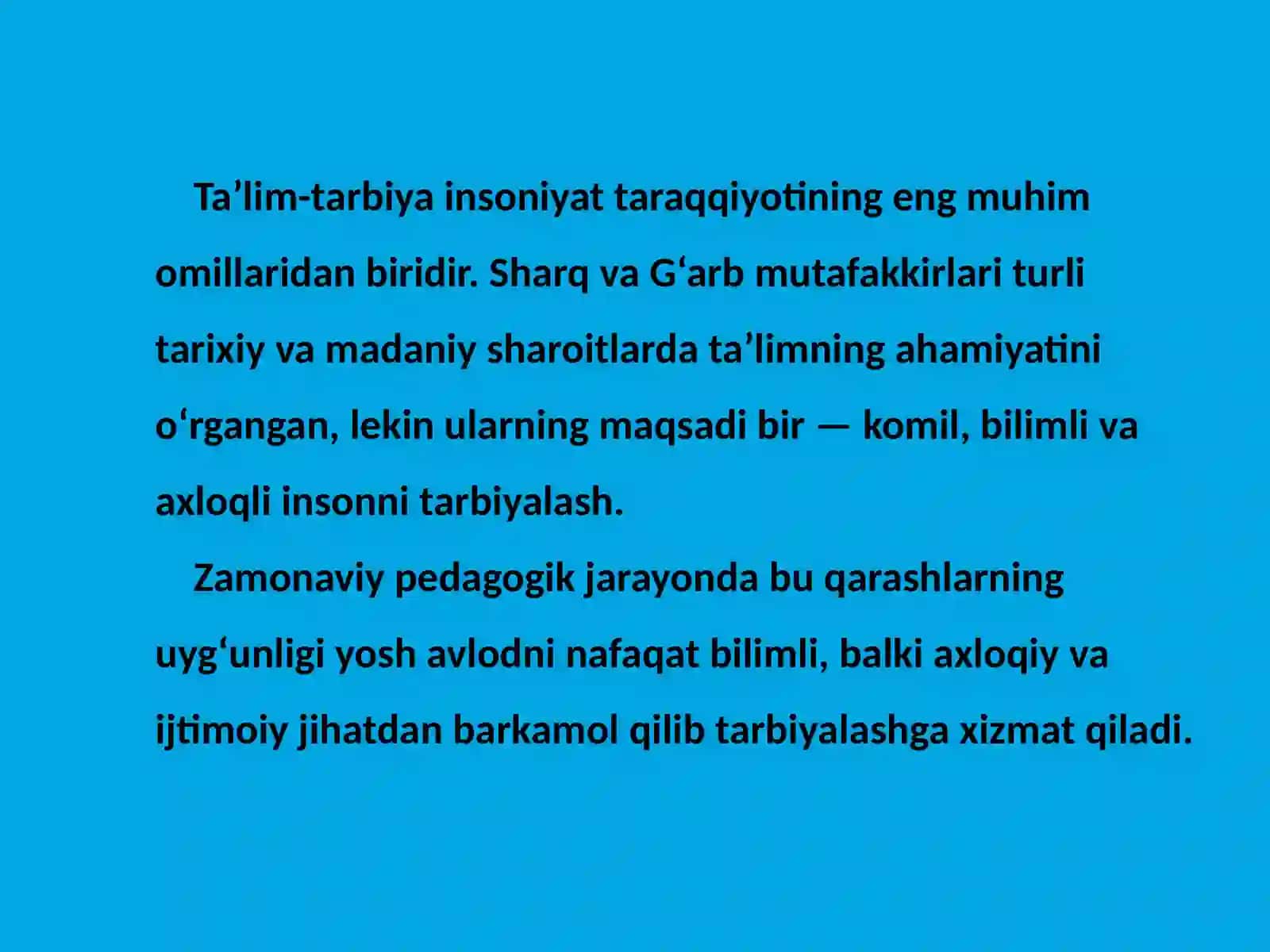 Sharq va G‘arb mutafakkirlarining ta’lim-tarbiya haqidagi qarashlari 2