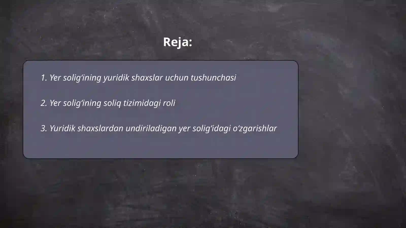 Yuridik shaxslardan undiriladigan yer solig‘i va uni soliq tizimida tutgan o‘rni 2