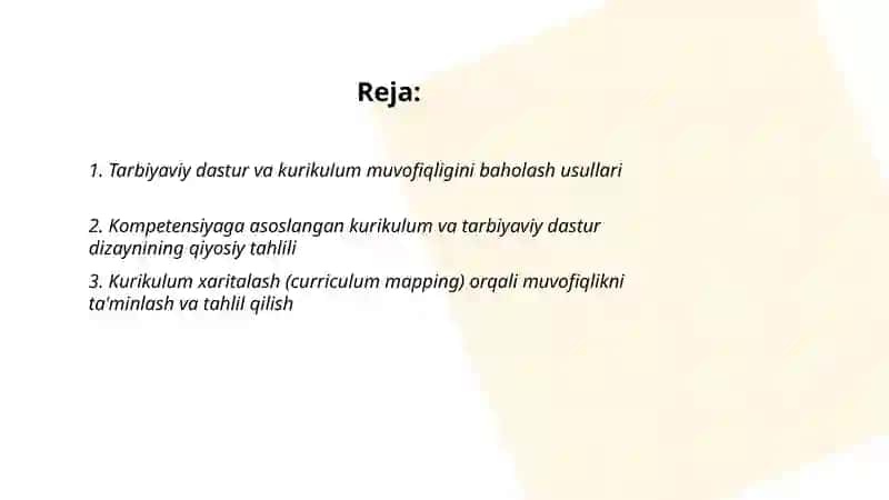 Tarbiyaviy dasturlar dizayni va kurikulum muvofiqligi qiyosiy tahli 2