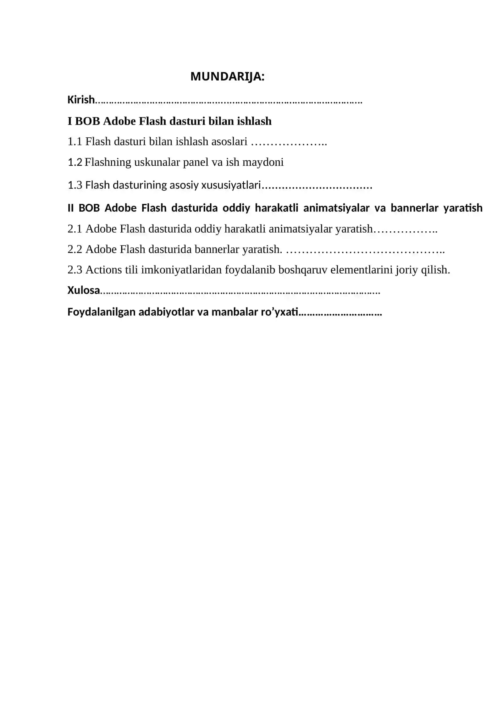 Adobe Flash animatsiya dasturida animatsiaysini yaratishning usullari 2