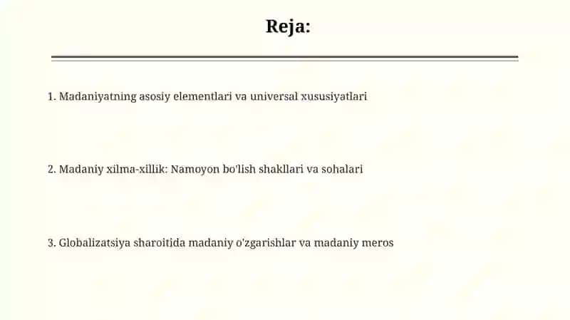 Madaniyat: Ta'rif va Elementlar 2