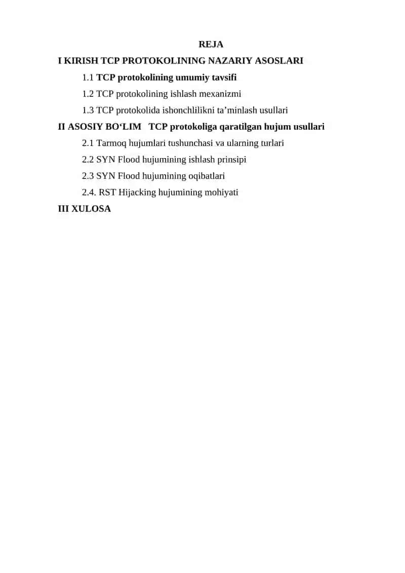 TCP protokolida hujum usullari (SYN flood, RST hijacking) 2