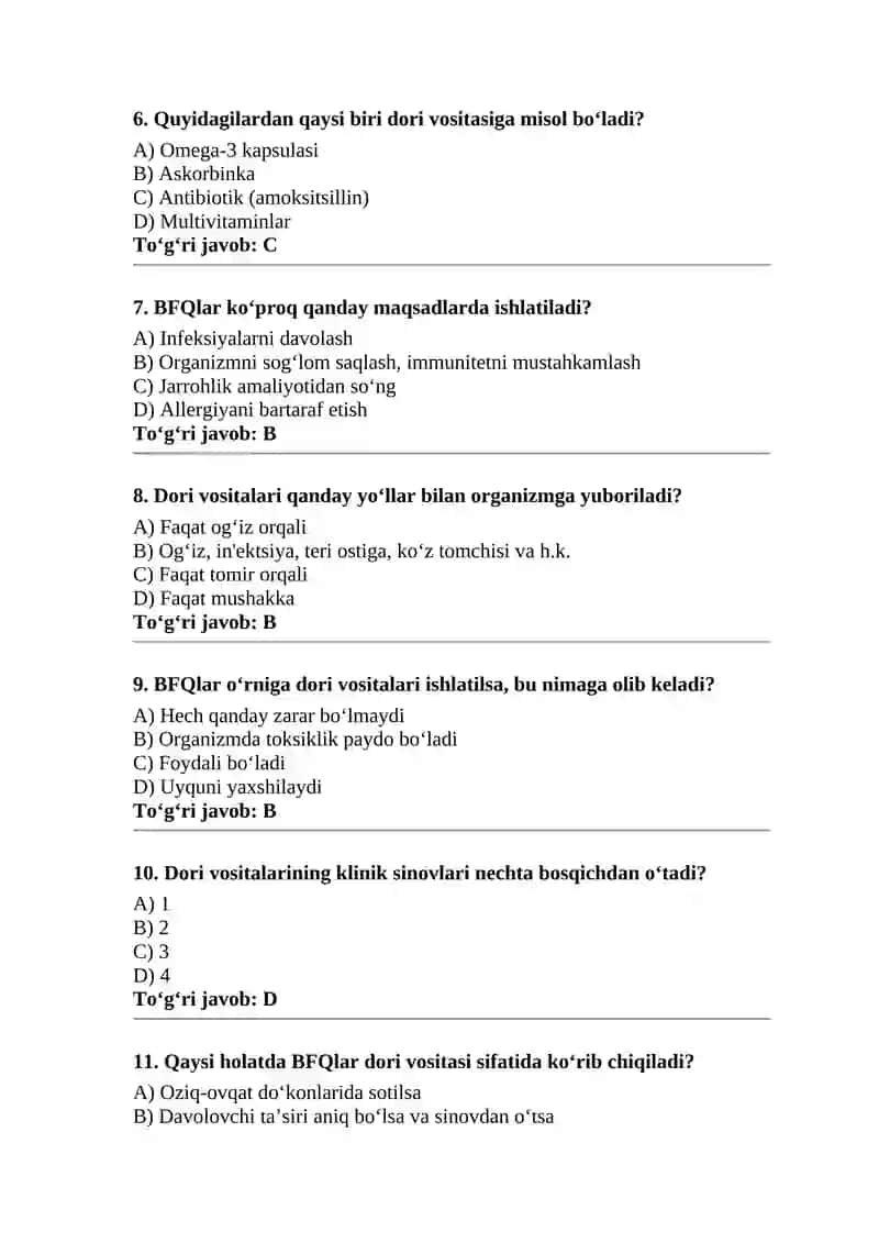 Biologik faol qo‘shimchalar va dori vositalarining qiyosiy tahlili 2