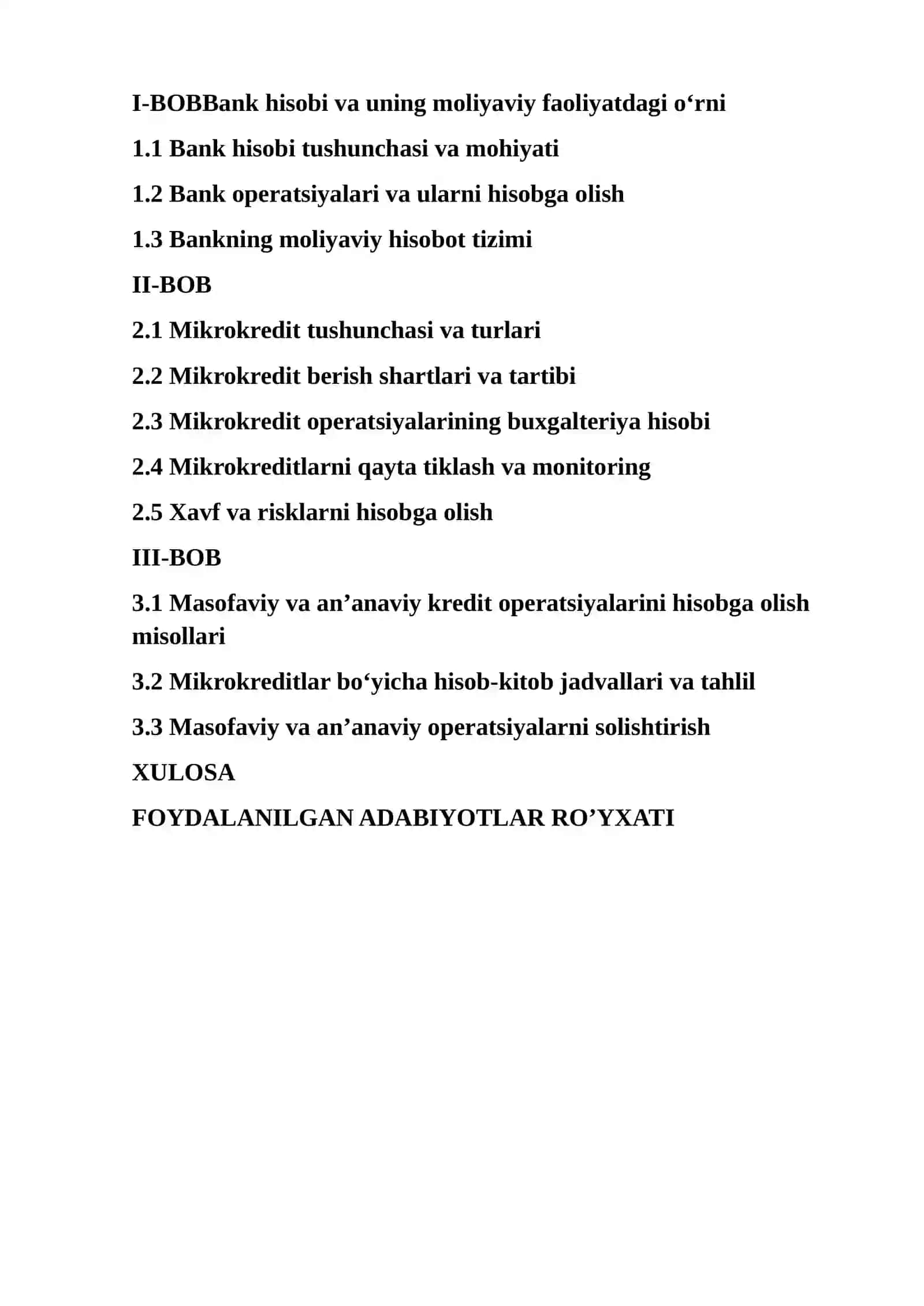 Mikrokreditlar Operatsiyalari va Ularning Hisobining Tashkil Etish 2