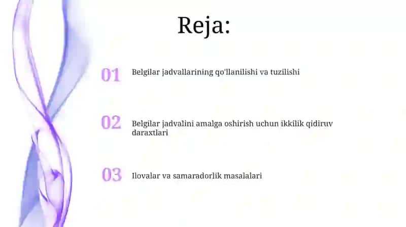 Belgilar Jadvallari Va Binar Izlash Daraxtlari 2