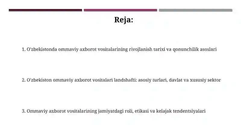 O'zbekiston Respublikasi Ommaviy Axborot Vositalarining Faoliyati 2