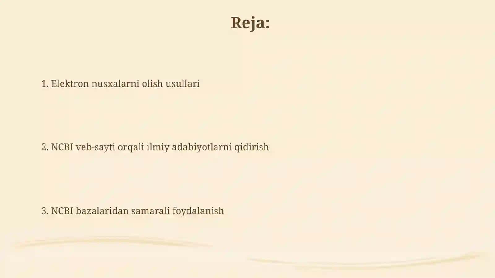 NCBI sayti orqali ilmiy adabiyotlar qidirish va ularni elektron adabiyotlarini olish 2