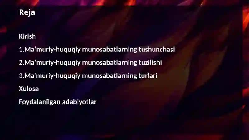 MA’MURIY-HUQUQIY MUNOSABATLAR TUSHUNCHASI VA O‘ZIGA XOS XUSUSIYATLARI 2