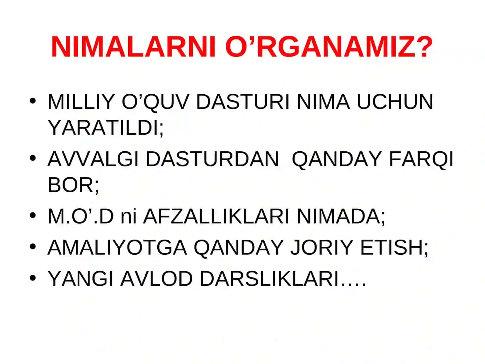 UMUMIY O‘RTA TA’LIMNING MILLIY O‘QUV DASTURI 2