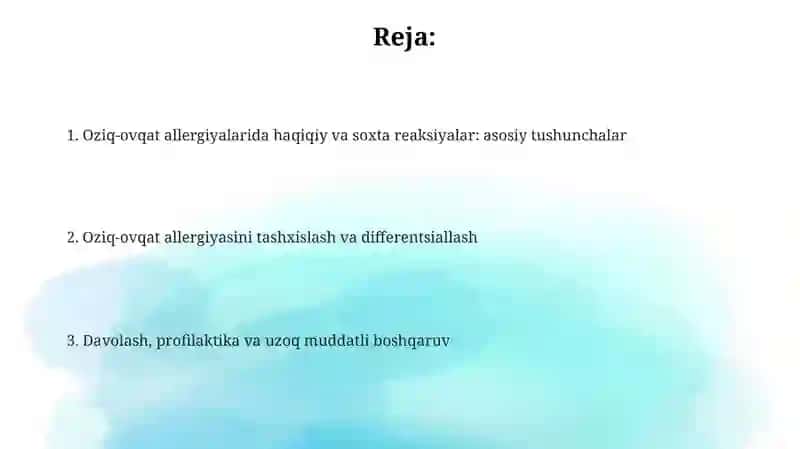 Oziq ovqat allergiyasida haqiqiy va soxta reaksiyalar 2