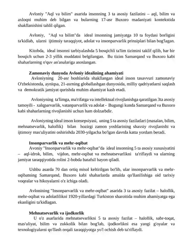 Abdulla Avloniyning ideal inson haqida qarashlari 2