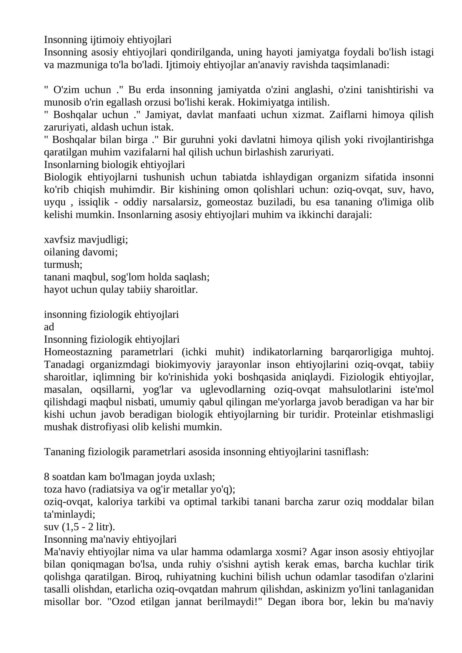 Maslowdagi odamlarning ehtiyojlari 2