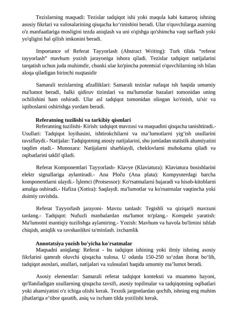 Referat Tayyorlash 2