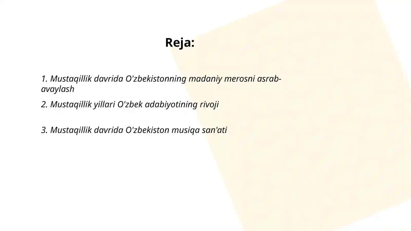 Mustaqillik yillarida O'zbekistondagi ma'naviy va madaniy taraqqiyot 2