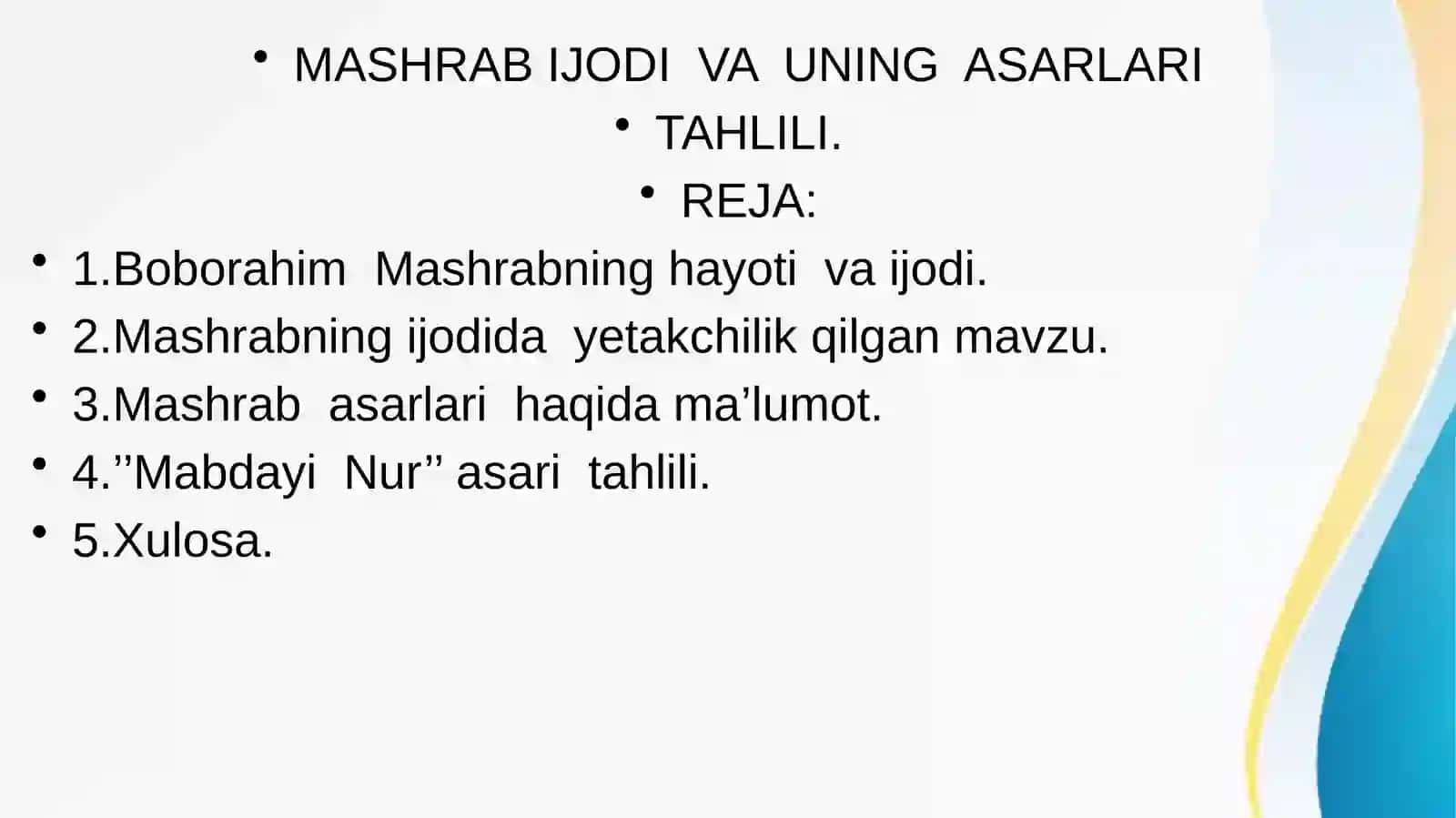 Zaynaxol Turobova O’zbek Adabiyoti Tarixi Fanidan Tayyorlagan Taqdimot 2
