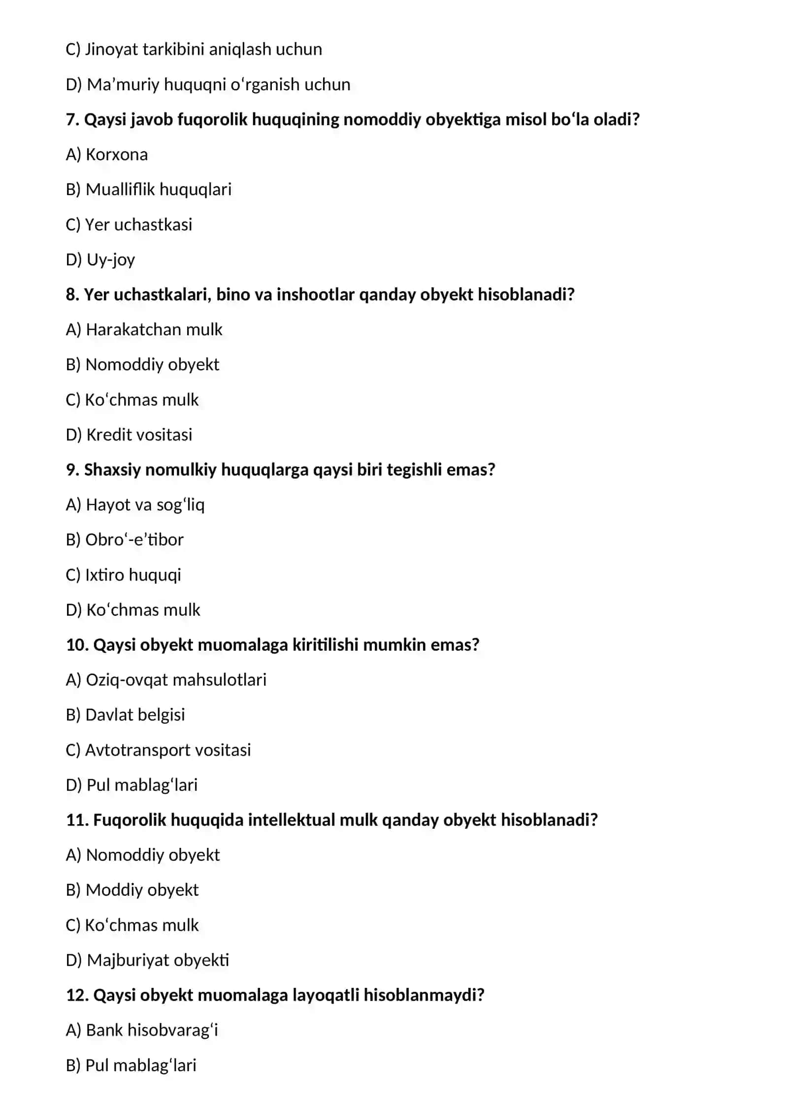 Fuqorolik huquqining obektlari 2