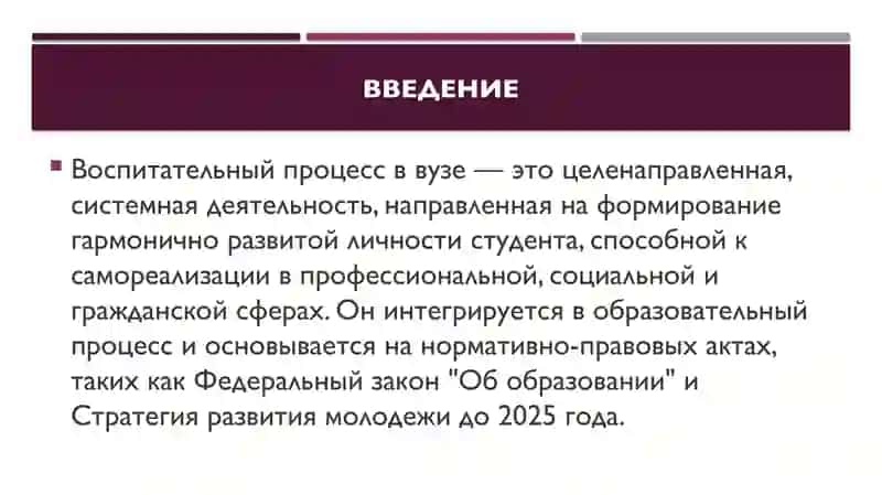 Структура воспитательного процесса в вузе 2