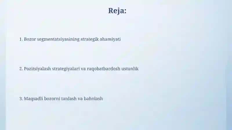 Strategik marketing segmentatsiya, pozitsiyalash va maqsadli bozorni tanlash 2