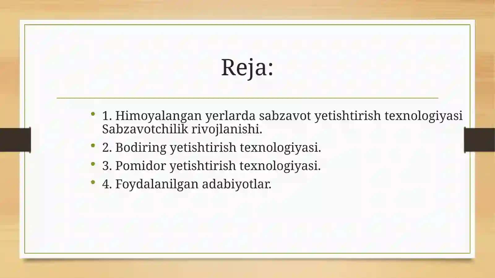 Sabzavot ekinlarini o'g'itlashtizimiHimoyalanganyerlarda sabzavot yetishtirish texnologiyasi 2
