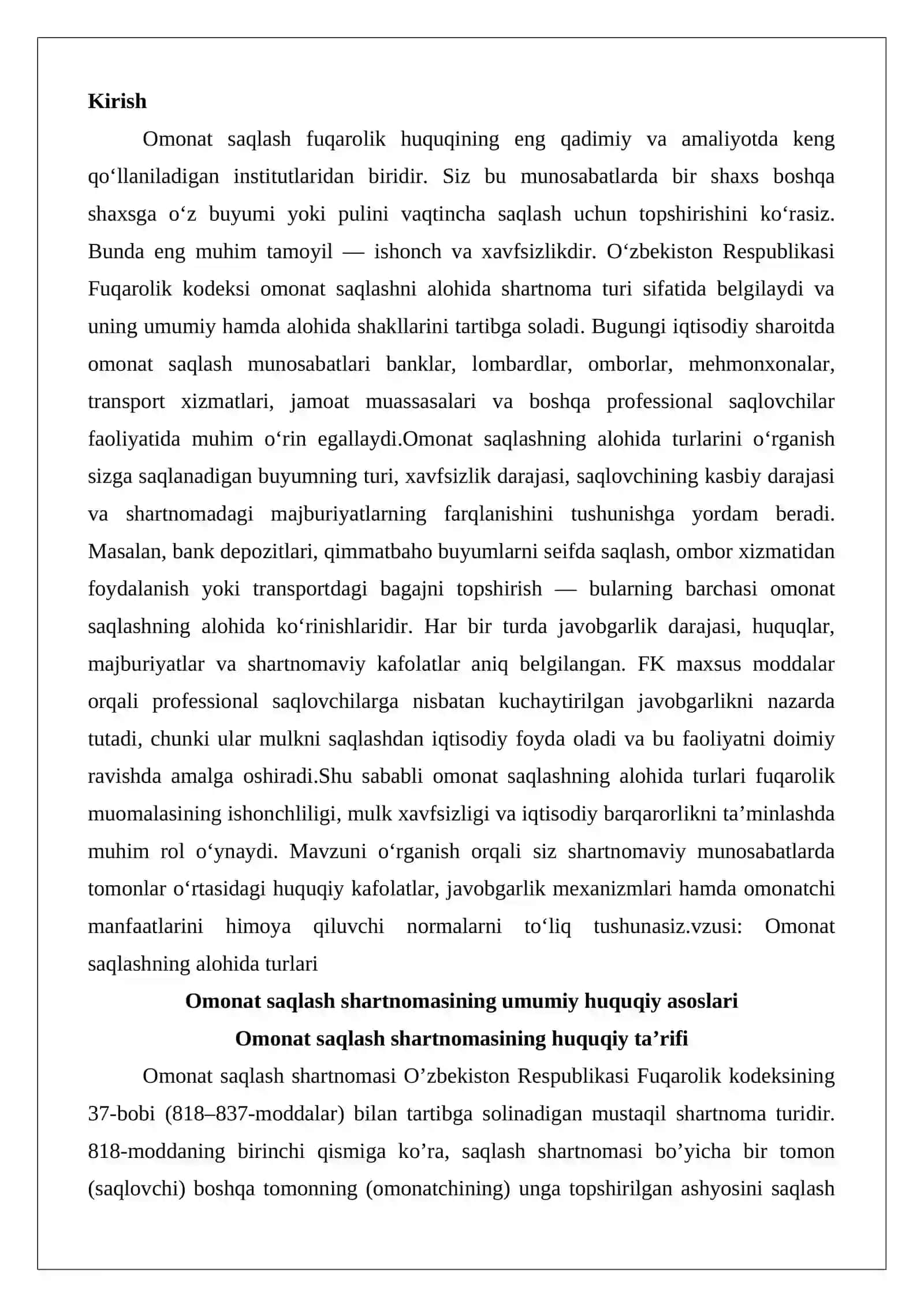 Omonat saqlashning alohida turlari 2