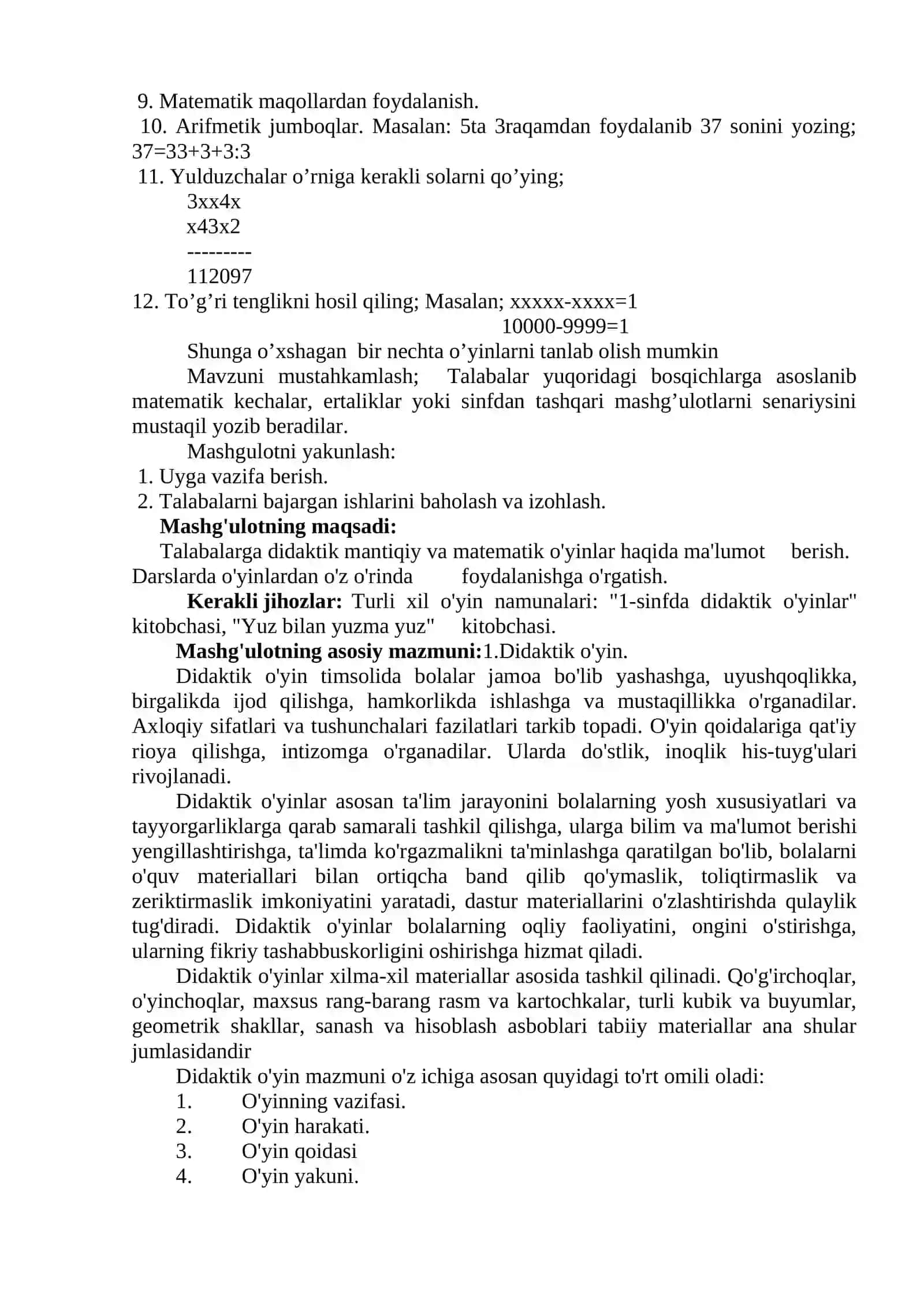 Boshlang‘ich sinf matematikadan darsdan tashqari mashg‘ulotlarni tashkil etish 2