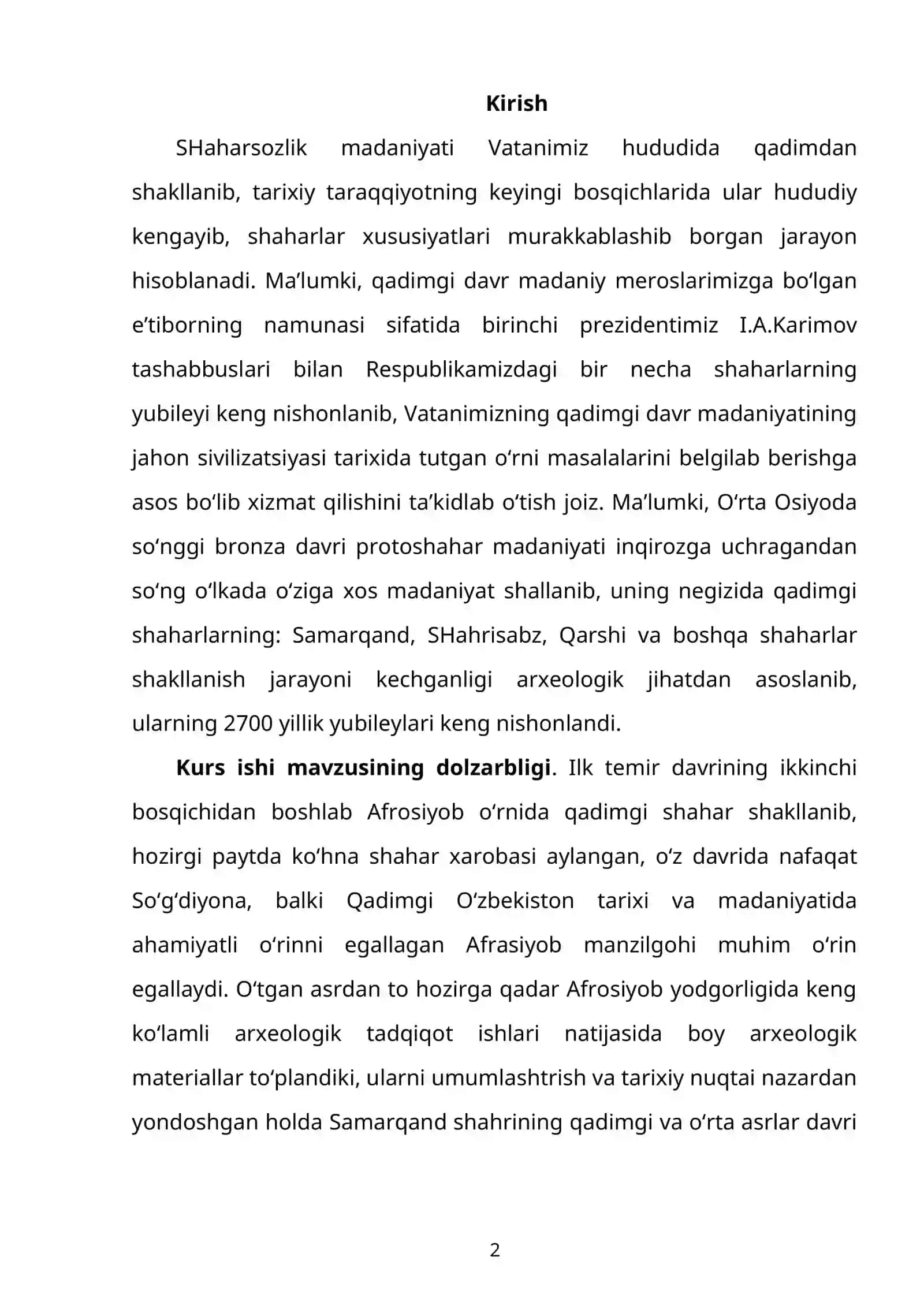 MUSTAQILLIK YILLARIDA AFROSIYOB SHAHAR XAROBASINING O‘RGANILISHI 2