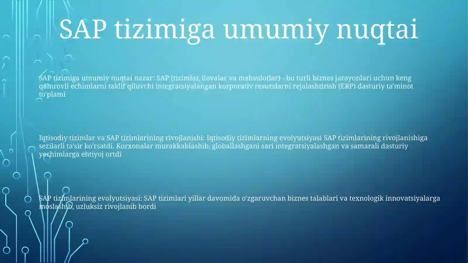 SAP Tizimining Rivojlanishi 2